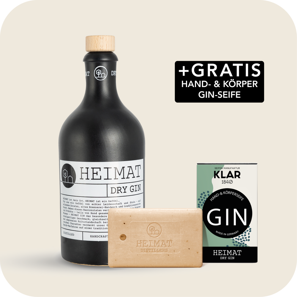 HEIMAT Dry Gin 500ml mit KLAR Gin Seife